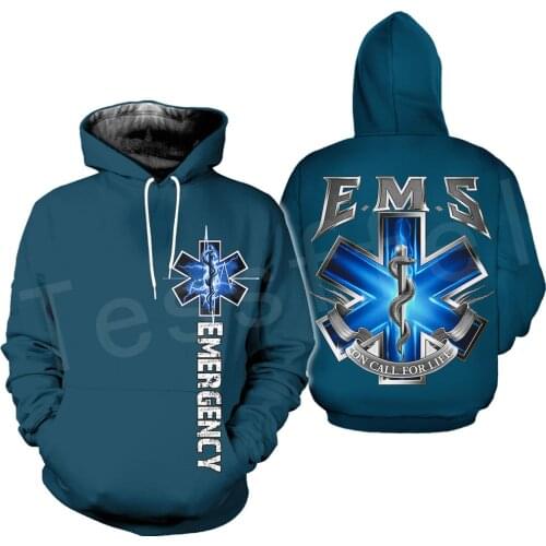 Tessffel Emergency Medical Technician EMT EMS Paramedic Long Sleeve Casual Streetwear 3DPrint Zip/Hoodies/Sweatshirts/Jacket S-2