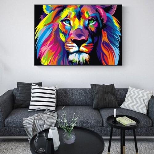 MUTU Watercolor Lion Art Posters And Prints Abstract Animals Canvas Art Wall Paintings Cuadros Pictures For Living Room Decor