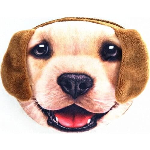 M015 Cute Promotion 3D Oval Animal Prints Mini Coin Bags Women Storage Pouch Cute Dog Wallets Kids Coin Purses Wholesal