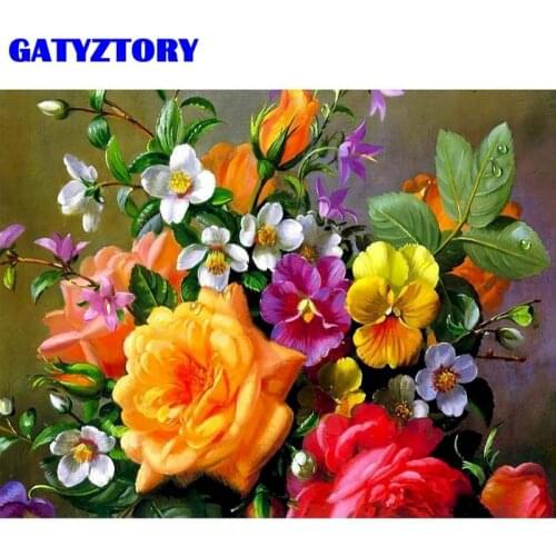 GATYZTORY Colorful Flower Picture By Numbers Handmade 40x50cm Frame On Canvas Modern Home Living Room Wall Decoration Arts