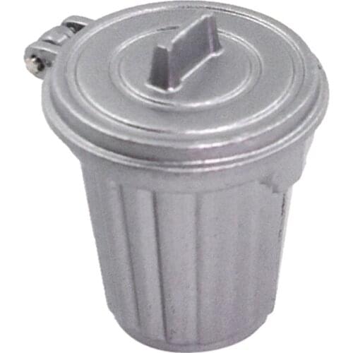 1:12 Scale Metal Silver Trash Can Miniatures Furniture For Dollhouse Decor