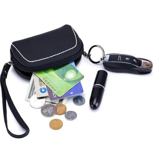 Fashion New Women Wrist Coin Purse Genuine Leather Change Zero Wallets Cowhide Key Coins Card Bags Lady Hand Pouch