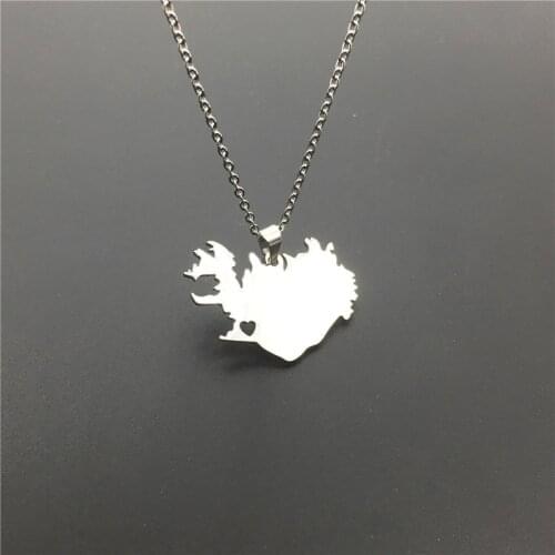 Wholesale Stainless Steel Necklace Iceland Map Necklace Geometric Heart Pendant Women Necklace Custom Statement Jewelery Gift