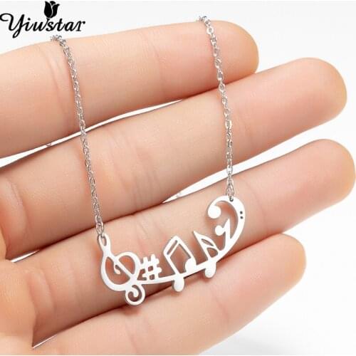 Yiustar Stainless Steel Music Note Necklace Women Infinity Love Charm Pendant Necklace Heart of Treble Note Jewelry Teacher Gift