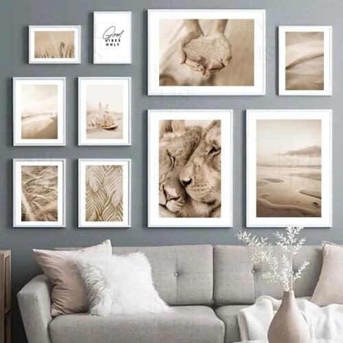 Landscape Canvas Painting Plant Wheat Home Decoration Posters and Prints Lion Wall Pictures for Living Room Animals Wall Art