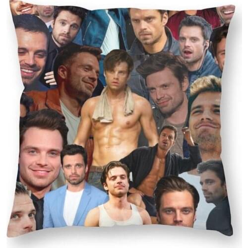 Sebastian Stan Photo Collage Square Pillowcover Home Decorative Cushion Cover Throw Pillow for Sofa Double-sided Printing