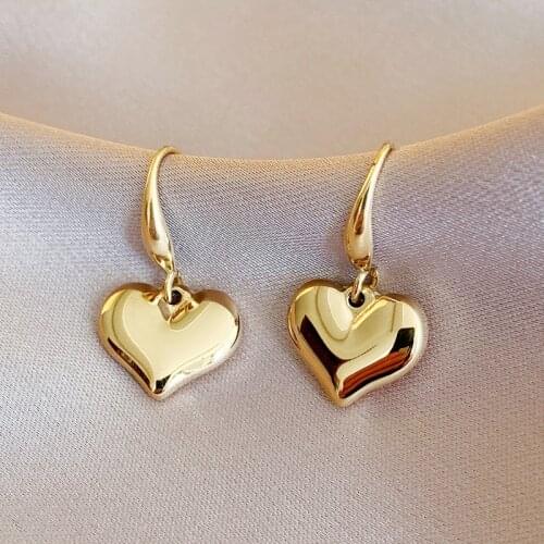 XIYANIKE 316L Stainless Steel Gold Color Heart Dangle Earrings 2021 Trendy Drop Earrings For Women Fashion Gift Party Jewelry