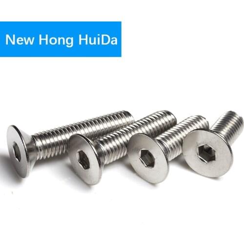 Hex Flat Head Socket Cap Screw Hexagonal Metric Thread Countersunk Machine Bolt 304 Stainless Steel M4