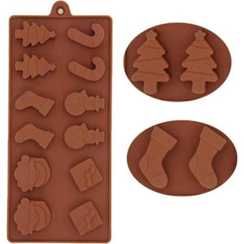 Silicone Chocolate Mold Candy Cookie Baking Fondant Mold Cake Decoration Tools Christmas Tree Santa Claus DIY Baking Tool