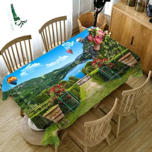 2018 New 3D Tablecloth Purple Hot air Balloon Pattern Dustproof Thicken Cotton Table cloth Children Room Decorated Home textile