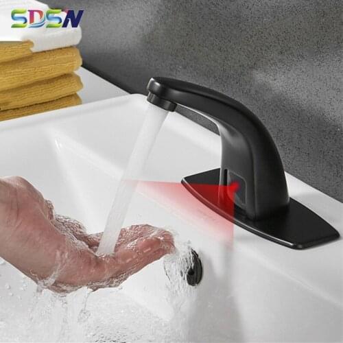 Sensor Bathroom Faucet SDSN Black Bronze Sensitive Bathtub Faucet Single Cold Water Tap Automatic Sensor Basin Sink Faucets