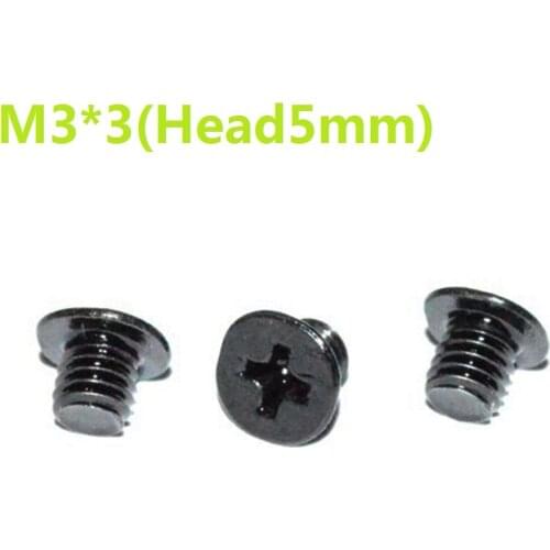 500pcs/Lot M3*3 3x3MM Thin flat head philips machine screws phone screws Electronic screws fasteners steel black zinc plated