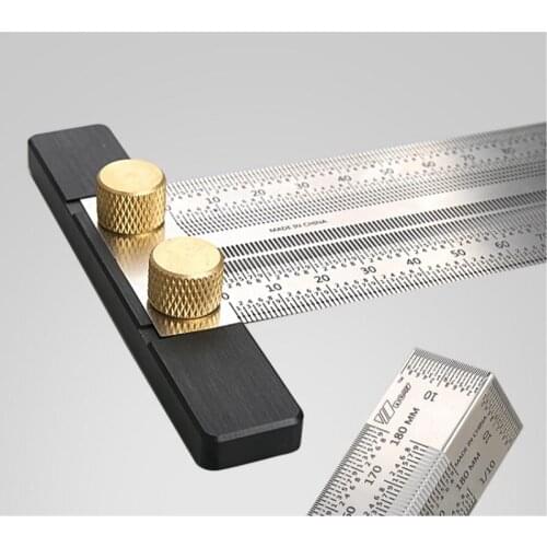 High-precision Scale Ruler T-type Hole Ruler Stainless Woodworking Scribing Mark Line Gauge Carpenter Measuring Tool