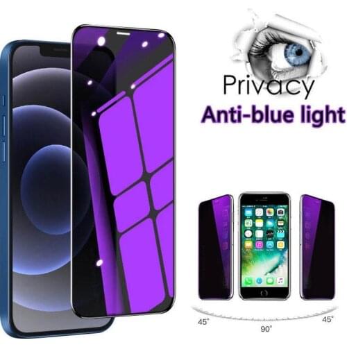 Anti-blue Light Privacy Screen Protector for IPhone 11 12 Pro Max Anti Spy Protective Glass for IPhone X XR XS Max 6 6S 7 8 Plus