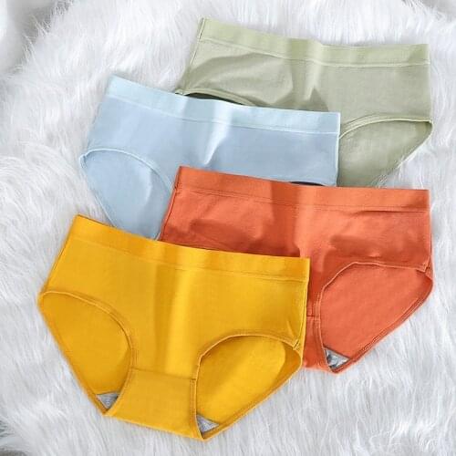 2021 Womens Cotton Briefs Solid Candy Colors Panties Women Low Waist Underwear Breathable Underpant Soft Comfort Sweet Lingerie