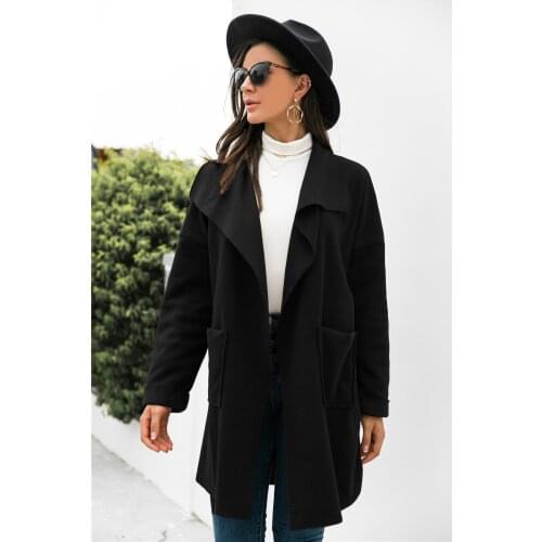 Women Solid Color Woolen Coat Patchwork Pockets Turn-down Collar Long Sleeve Casual Loose Cardigan Tops Autumn Winter Y2K Suits