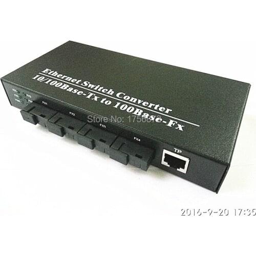 1 piece10/100M 4 SC + 1 RJ4 Single Mode, Single Fiber, 1310/1550nm, 20km, Ethernet Switch ethernet ports fiber media converter