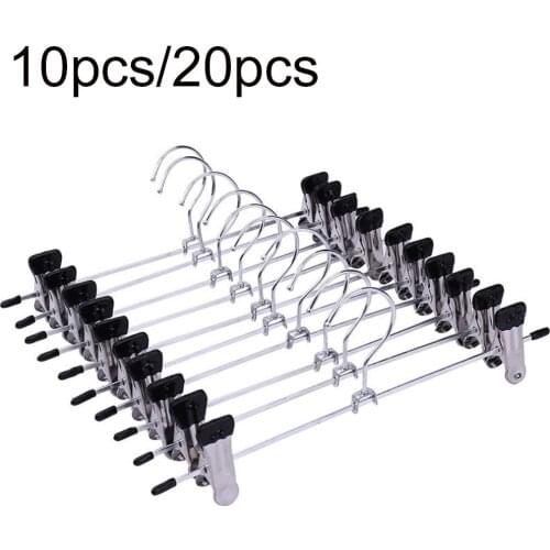 10/20Pcs Non-slip Adjustable Stand Hanger Pants Skirt Clothes Rotatable Clips