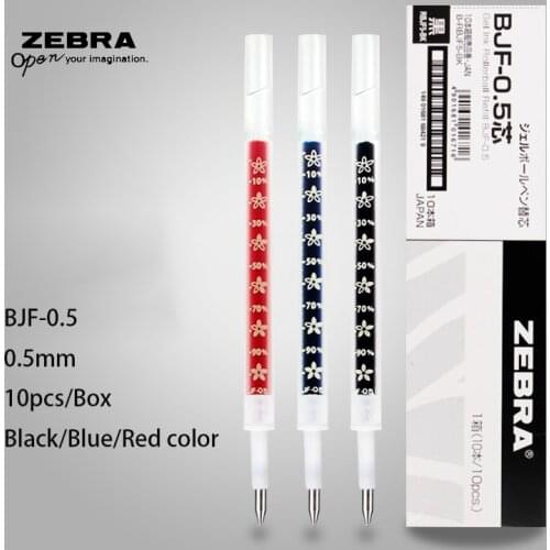 10pcs ZEBRA BJF-0.5 Gel Pen Refills Flower Commemorative Models Applicable To All JJ15 JJM88 Series Refills Black/Blue/Red Ink