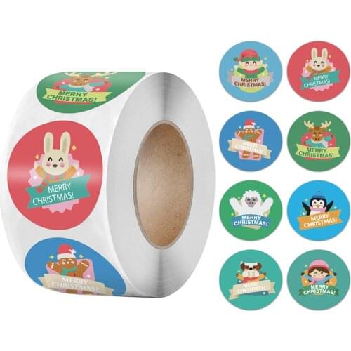 100-500pcs Christmas Stickers Santa Snowflake Adhesive Label Stickers DIY Biscuit Gift Baking Business Packaging Stickers