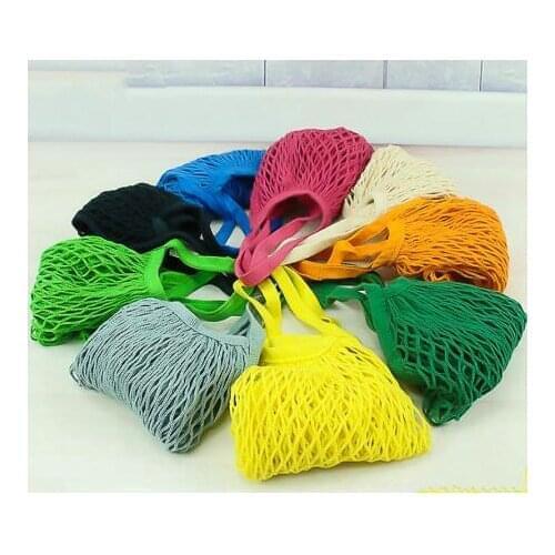 200pcs New Mesh Bag String Shopping Bag Reusable Fruit Storage Handbag Totes Women Shopping Net Bag Shopper Bag Cotton Woven