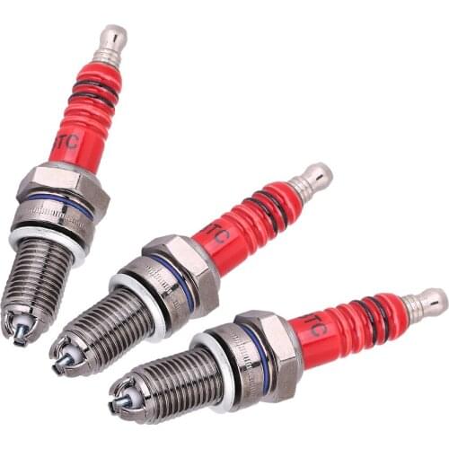 3pcs Red brand new spark plugs with three electrode head for Motorcycle Scooter ATV Quads CG6 125cc 150cc 200cc CF250 engine