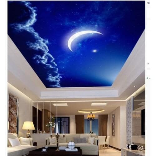 3d customized wallpaper Home Decoration 3d ceiling murals wallpaper Fantasy moon night sky ceiling murals