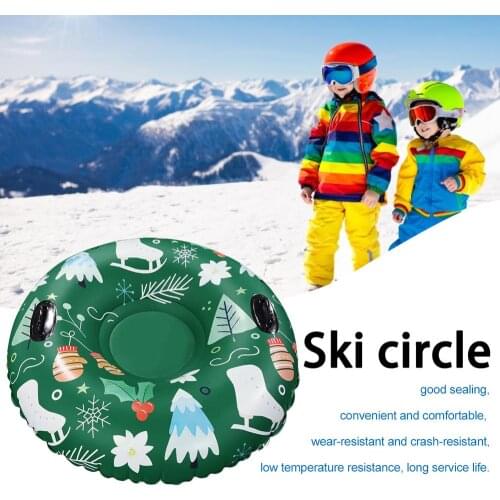 47-Inch Inflatable PVC Ski Lap Winter Toy Cold Resistant Sports Double Ski Lap Kids Ski Snow Tubes Floated Skiing Board Sled