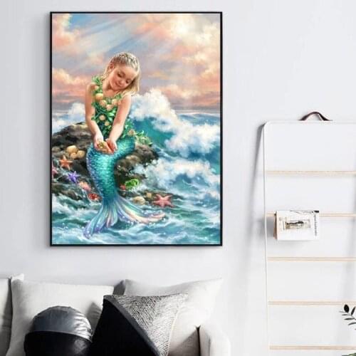 SenyuArt 5D Diamond Painting Full Round Square Embroidery Picture Mosaic Sea Mermaid Paiting Cross Stitch Kits Craft Home Decor