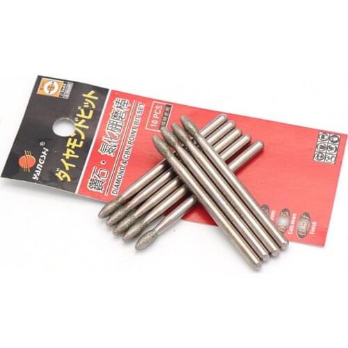 5PCS/pack Shank 3mm Diamond Grinding Head Boron Nitride Grinding Rod Oval For Carving Of Ceramics, Glass, Jade, etc