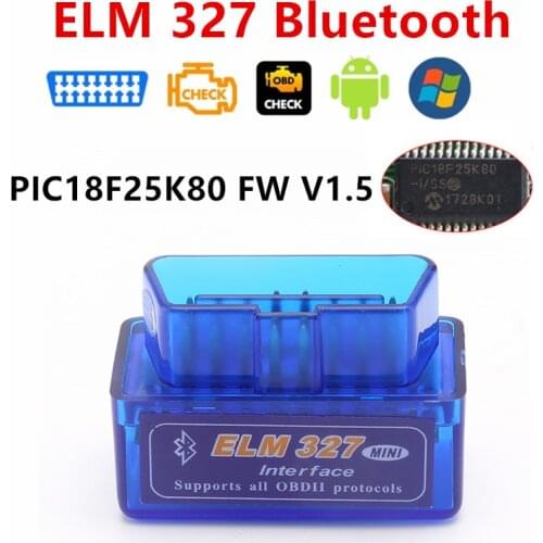 ELM327 Hardware V1.5 Chip PIC18F25K80 ELM327 Bluetooth V1.5 Auto Code Reader Super MINI ELM 327 Works ON Android Symbian FW V1.5