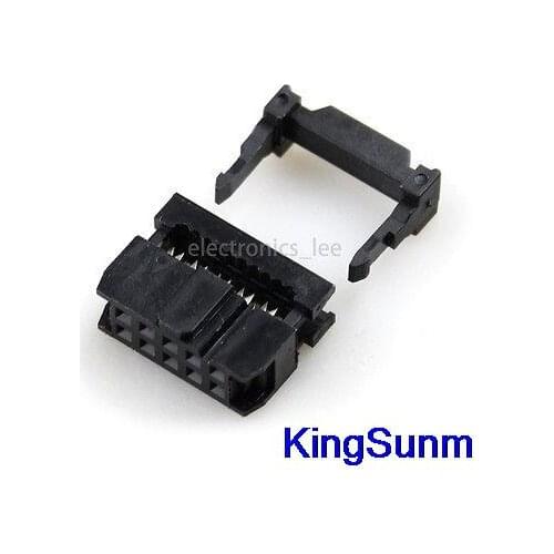 Free shipping 10pcs IDC FC-10 Connector 10 PIN Female Header 2.54 mm