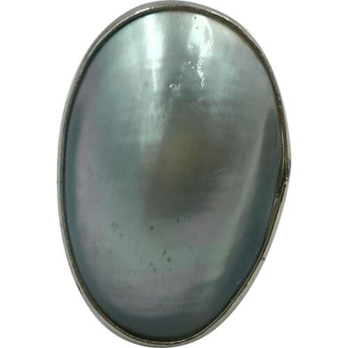Free Shipping Beautiful jewelry Blue Moth of pearl Shell Oval Art Ring 7~12" Adjust Size PC8329