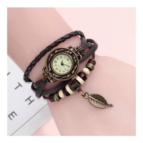 2019 Fashion Ladies Watches Women Luxury Leaf Leather Wrist For Women Bracelet Vintage Sport Clock Watch Christmas Gif @F