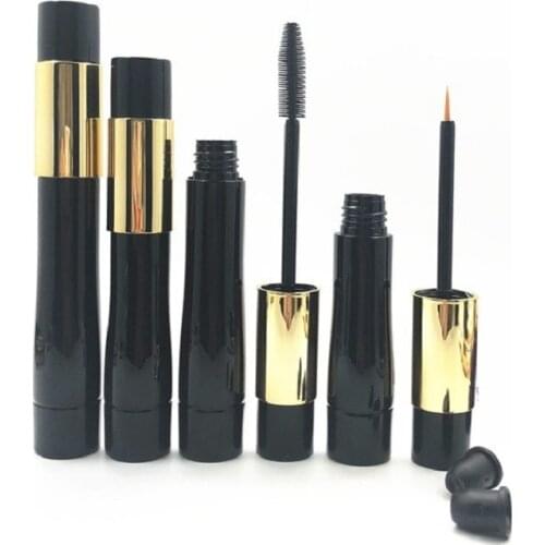 Black Empty Mascara Tube Plastic Round Eyeliner Pen Gold Lid Cosmetic Packing Container Eyelash Cream tubes 50pcs/Lot
