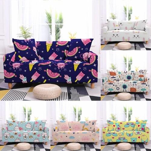 Cartoon Pattern Spandex Elastic Sofa Cover All-Inclusive Couch Cover for Living Room Sofa 1-4 Steater Stretch Non-Slip Slipcover