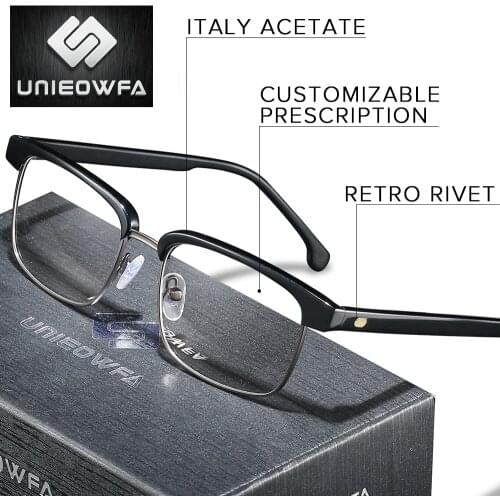 Europe High end Italy Acetate Optical Eyeglasses Frame Retro Optical Prescription Glasses Frame Men Myopia Clear Eyewear Frame
