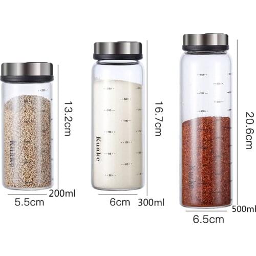 High borosilicate glass seasoning jars pepper seasoning bottle kitchen salt sesame seasoning airtight bottle with rotating lid