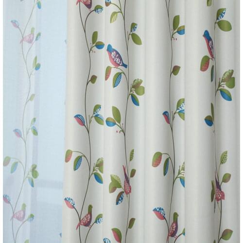 Ready Made Curtains with Birds Leaves Printed Blackout Window Drapes for Kids Children Living Room Bedroom Decor for Room 2020