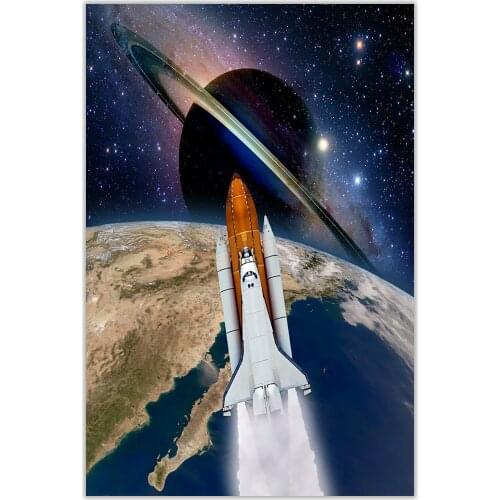 HT062 Spectacular Universe Earth And Moon Space Station Astronaut Silk Fabric Poster Art Decor Indoor Painting Gift