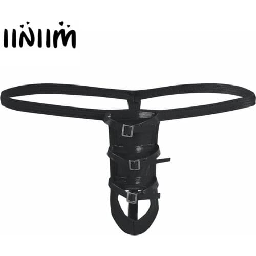 Iiniim Sexy Mens Strappy Open Butt G-string Bikini Underwear with Penis Hole Gay Male Underwear Briefs Lingerie Panties