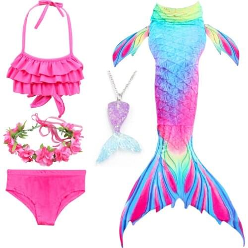 Three-piece Bikini Set Girls Cosplay Mermaid Tail Swimsuit Cosplay Costumes Swimwear Can add Monofin Fin Flipple for Pool Party
