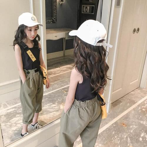 Kids Clothing Set Summer New Baby Girl Fashion Vest Set Childrens Clothes Casual Sleeveless Top + Pants Two-piece Suit