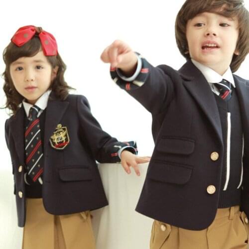 Spring Boys Clothing Set Brand Shirt + Tie + Coat +Pants Overalls 4pcs Baby Girl Clothes Sets 2-7 Years Kids School Uniform
