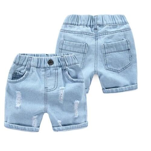 1-8Yrs Summer Baby Boys Denim Shorts Children Kids Light Washed Jeans Casual Kids Boy Cowboy Clothes
