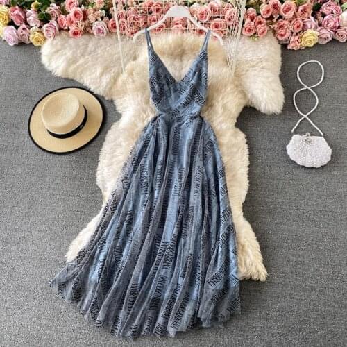 Summer dresses women clothing letters print A-line big swing dress V neck Spaghetti Strap long dresses Vestidos femininos
