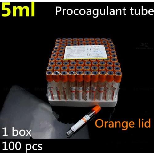 Medical Disposable vacuum suction tube Procoagulant tube 5ml orange cap anticoagulant biochemical tube orange lid Laboratory