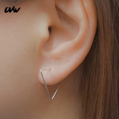 UVW035 2pc Trendy Surgical Steel Minimalist Ear Stud Earrings Triangle Boho Piercing Earrings for Women Men Pendientes Brincos