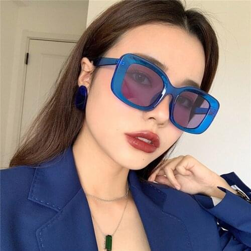 Fashion rectangle sunglasses women 2021 trending products blue tea red leopard shades festival oculos de sol feminino uv400