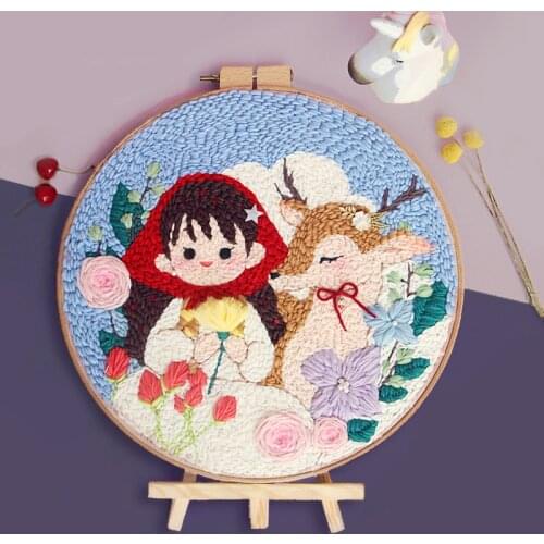 DIY Cartoon Easy Punch Needle Embroidery Kit Punch Needle Cross Stitch for Beginner Handcraft Wall Painting Home Decor